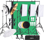 Kshioe Professionele Fotostudio Verlichtingsset – Compleet met Softboxen, Paraplu’s, Achtergronden, Reflector & Draagtas