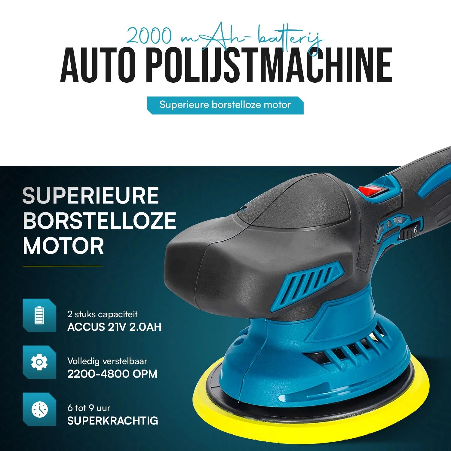 MAKR Polijstmachine | 2 Accu's 21V + Complete Accessoireset