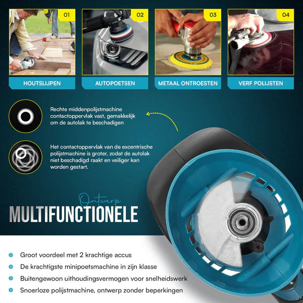 MAKR Polijstmachine | 2 Accu's 21V + Complete Accessoireset